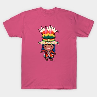 Cute Bolivian Carnival Woman in Traditional Clothing Cartoon T-Shirt